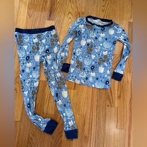 Little Sleepies Blue Pajama Set with Festive Hanukkah Print - size 5/6
